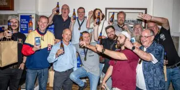 Members-of-the-Reschs-Appreciation-Society-celebrate-the-new-Reschs-Real-Lager